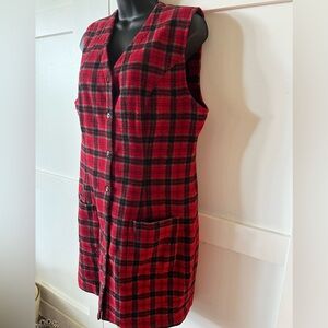 Eddie Bauer Red and Black Plaid Wool Blend Dress